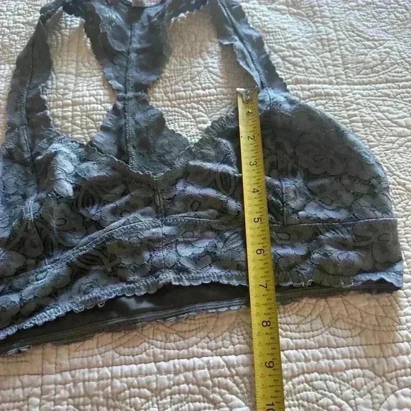 Free People Charcoal Gray Lace Bralette Medium, Racerback Style Intimately - Picture 5 of 12